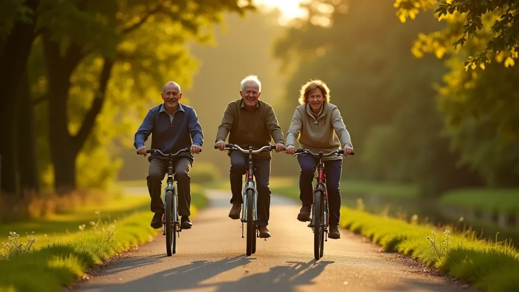 Cyclists riding together on a scenic path